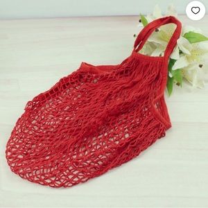 VTG Red European String Bag / Reusable Net Shopping Bag